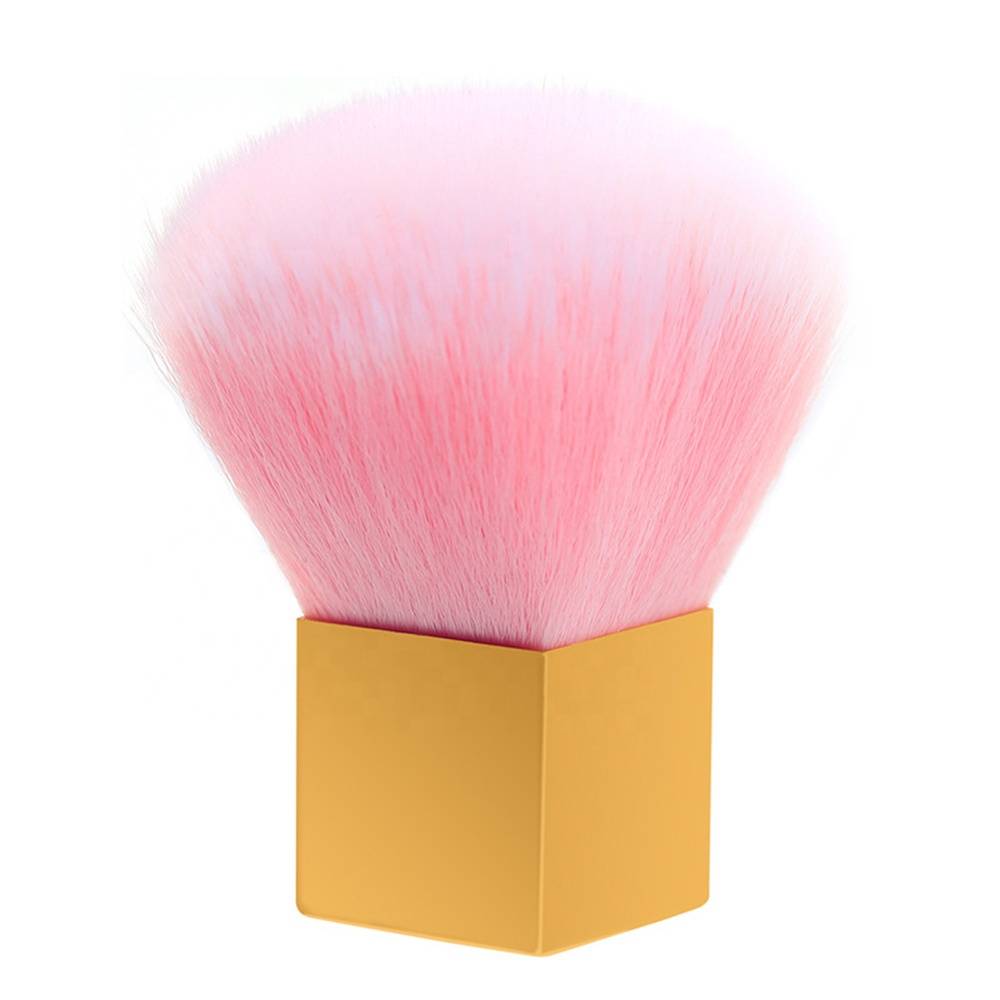 Square Gold Metal Handle Nail Art Care Manicure Pedicure Soft Small Angle Clean Brush Tool Nail Cleaning Dust Brush